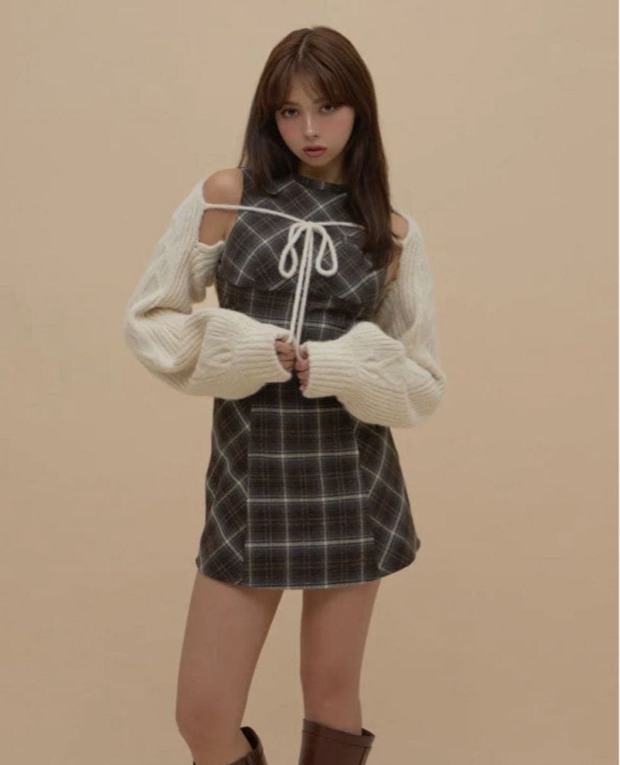 アンドマリー　Mimi check set mini dress