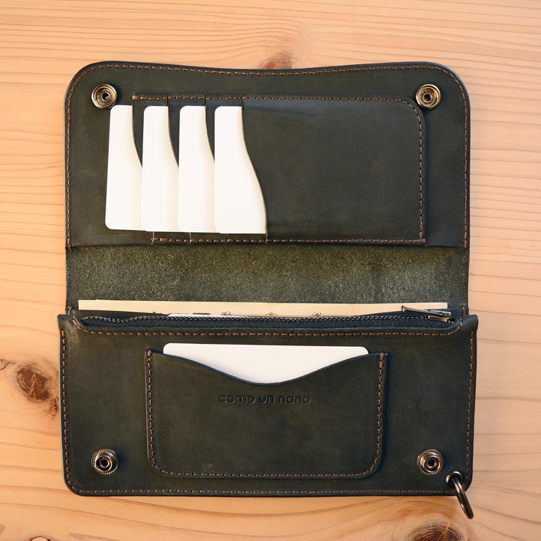 育てる艶革 ロング トラッカーウォレット イタリアンレザー