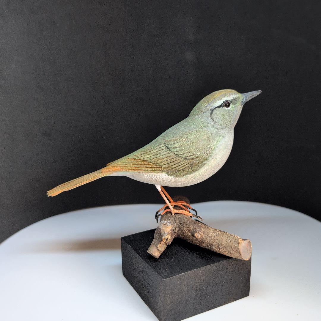 木製　ウグイス　 野鳥彫刻 　バードカービング　木彫りの野鳥