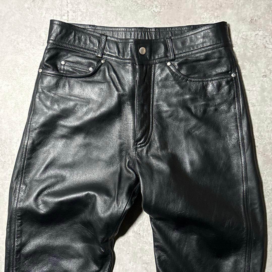 美品✨ハーレーダビッドソン W30シボ革 レザーパンツ 黒