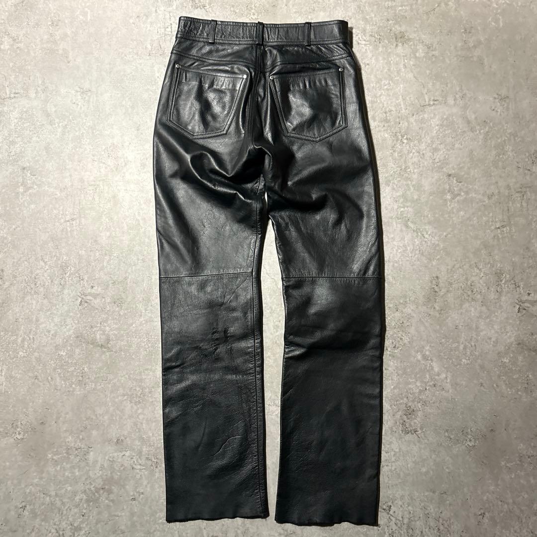 美品✨ハーレーダビッドソン W30シボ革 レザーパンツ 黒