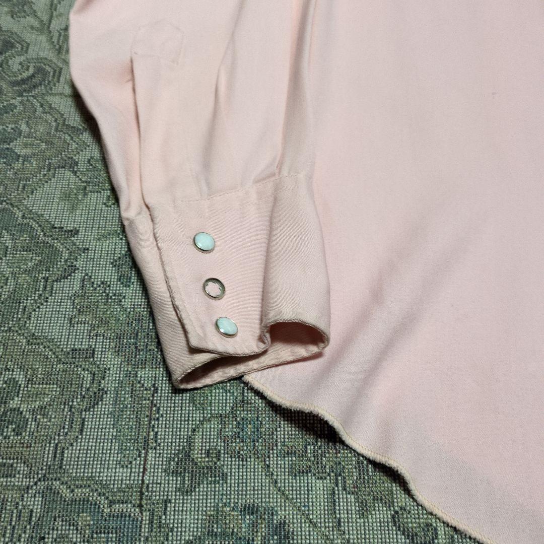 50s HbarC サーモンピンク レーヨンギャバシャツ