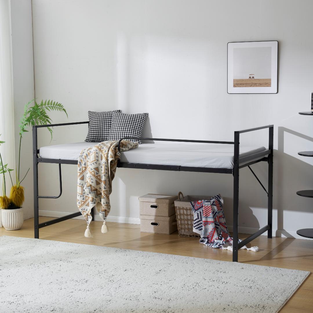 耐震 ベッド ロータイプ 北欧風 大人 一人暮らし【高さ110cm】Black