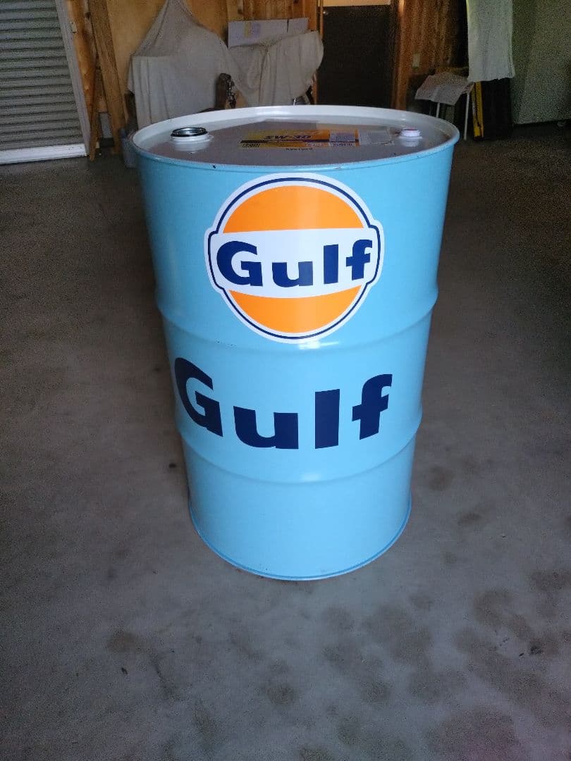 Gulf ロゴ入りドラム缶 水色