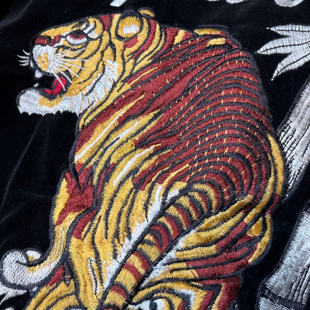 Greeman スカジャン 別珍 虎 龍 刺繍 ブラック M