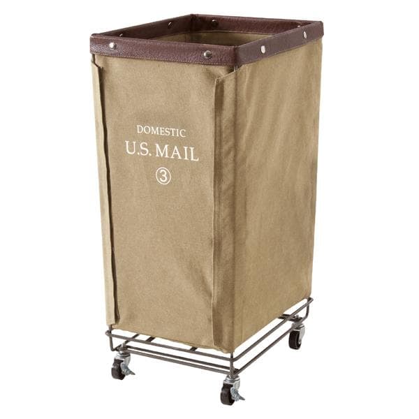アメリカン 移動簡単 縦長 キャスター付き 大容量 洗濯カゴ 収納 ベージュ