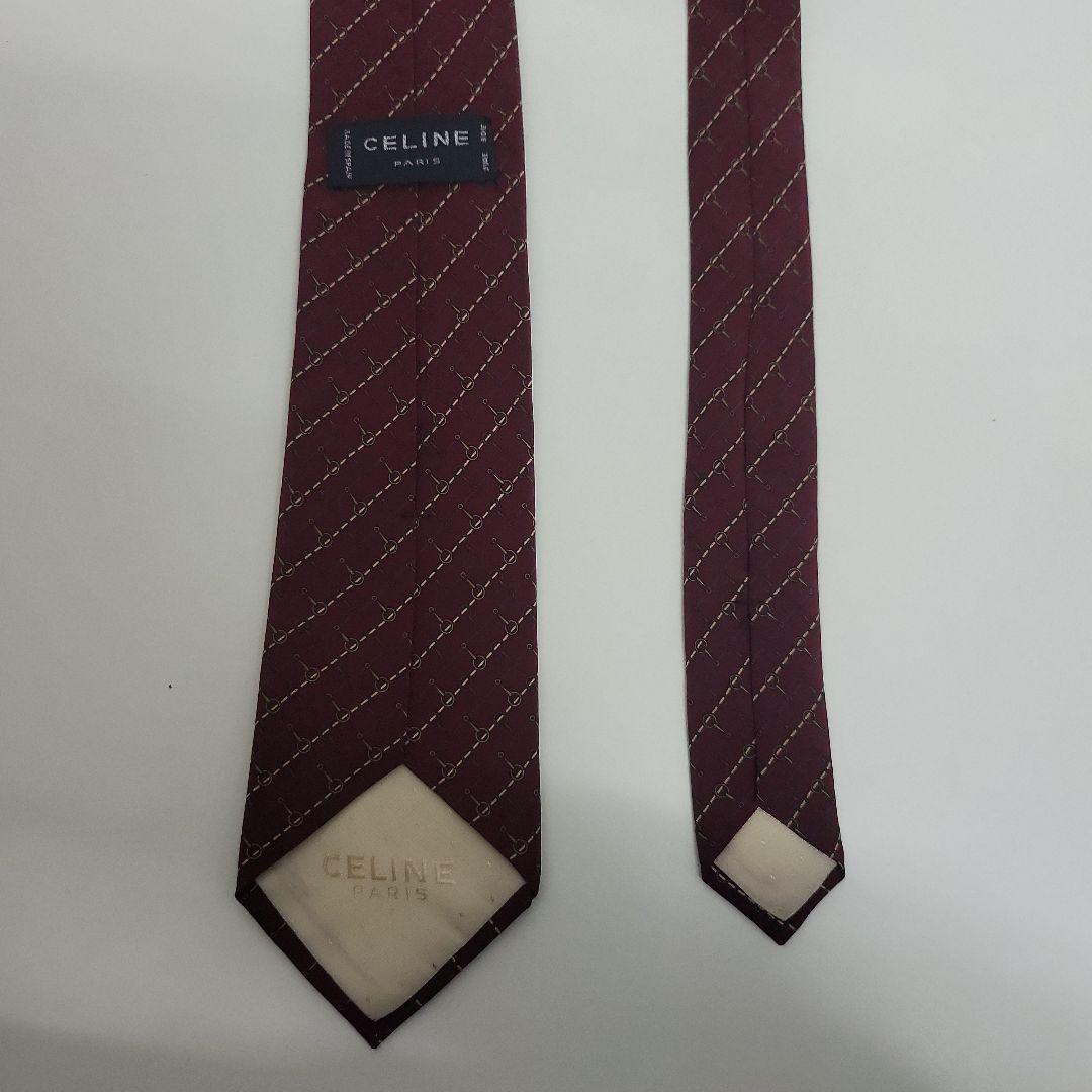 ア*ー様 極美品✨️CELINE セリーヌ ネクタイ ボルドー ホースビット マ