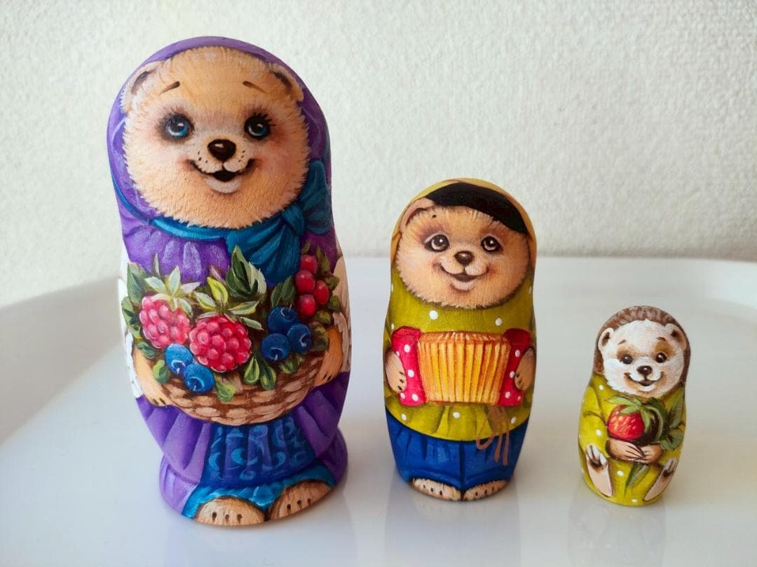 【KV015】11cm級 マトリョーシカ カバノヴァ　くまの親子