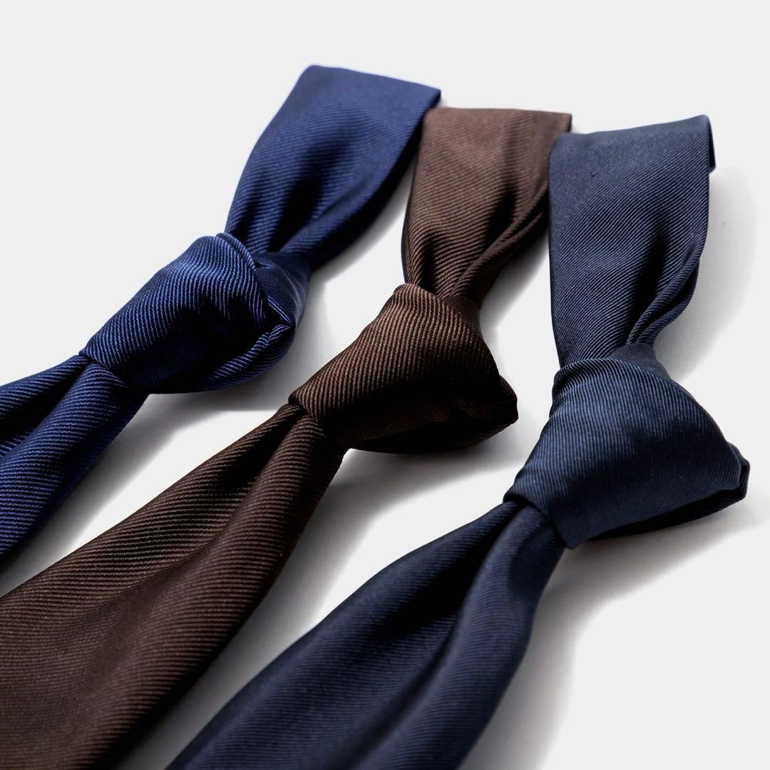 【新品】Atto Vannucci／セッテピエゲ／シルクソリッドタイ／ブラウン