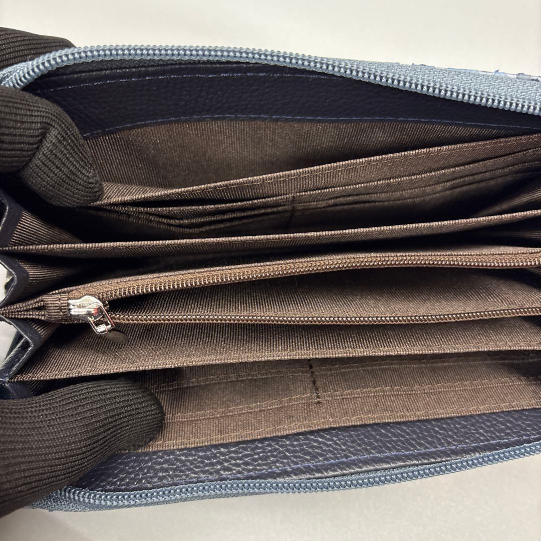 ネイビー　パイソン財布　パイソン　長財布　財布　蛇革　本革　レアカラー