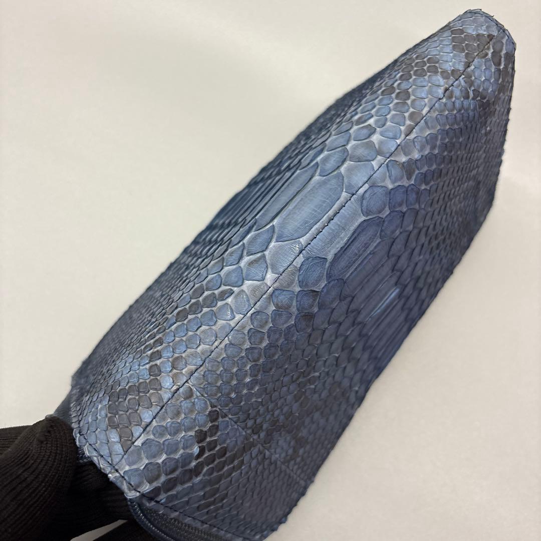 ネイビー　パイソン財布　パイソン　長財布　財布　蛇革　本革　レアカラー