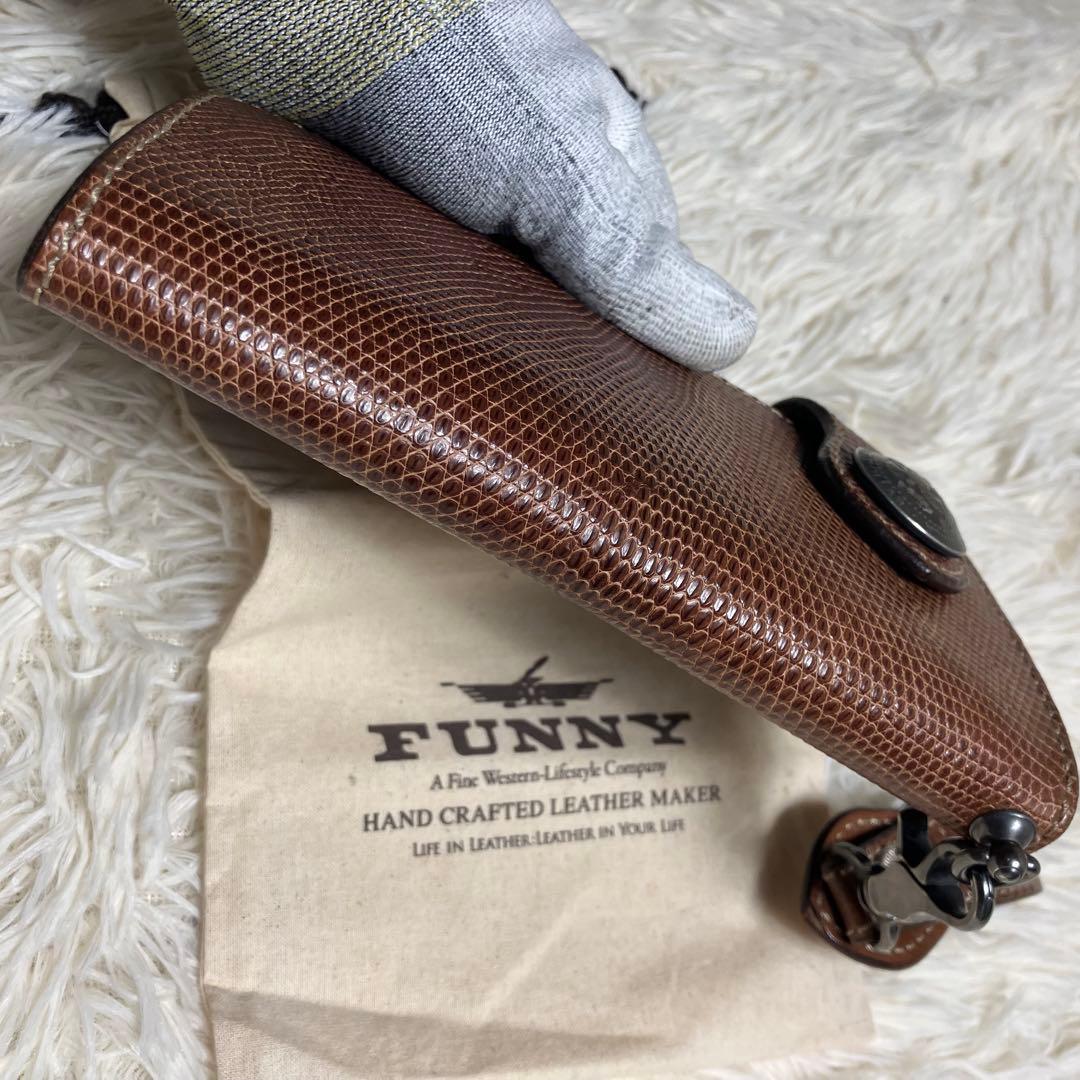 【良品】 FUNNY 折り財布 リザード コンチョ