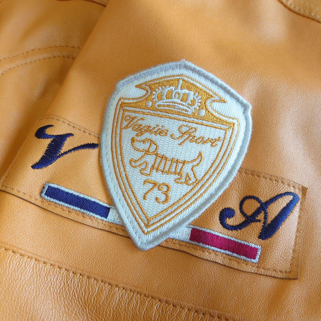 【美品】バジエ シングルライダース 羊革 レザー刺繍 レザージャケット XL