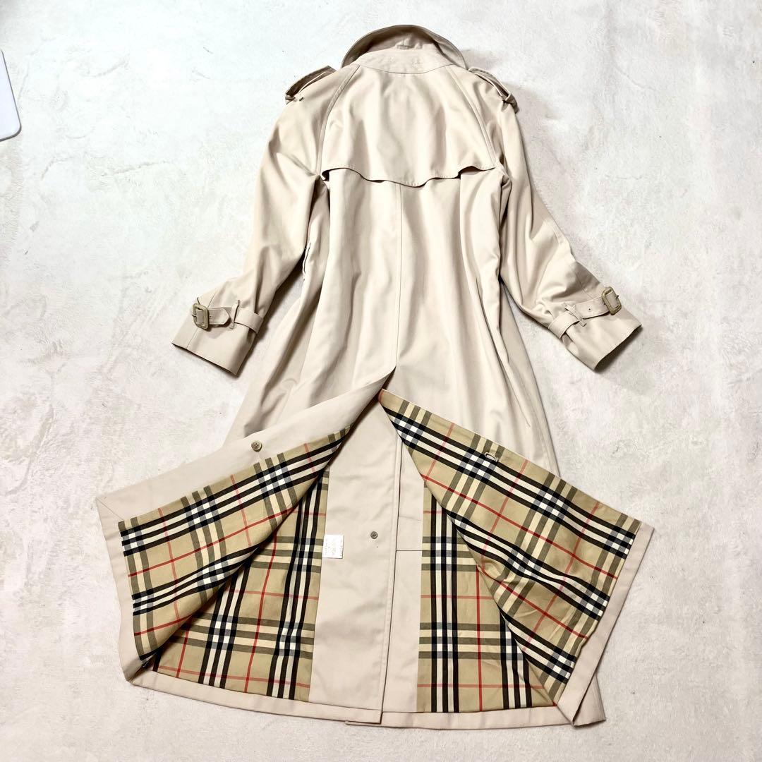 [美品] バーバリー　トレンチコート　ロング110 裏ノバチェック総柄　ベージュ