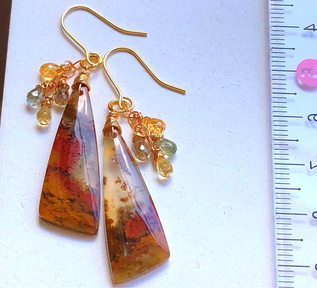 天然石☆超大粒アゲートドゥルージーのピアス14kgf