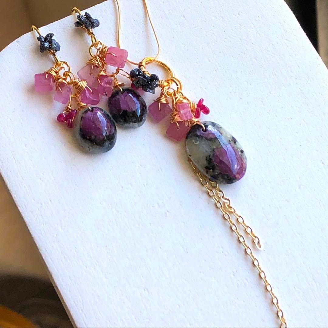 天然石☆超大粒アゲートドゥルージーのピアス14kgf