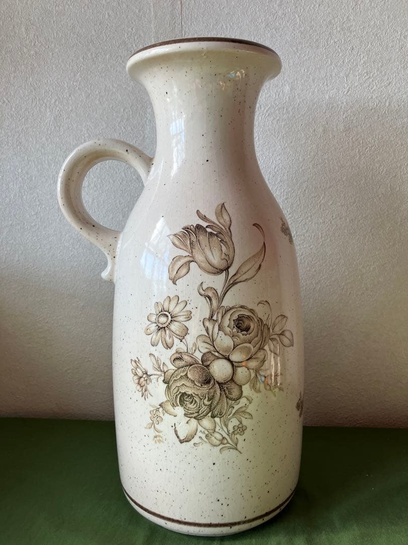 【海外雑貨】最終値下げ❗️西ドイツ製★ヴィンテージ花柄陶器製ピッチャー型花瓶