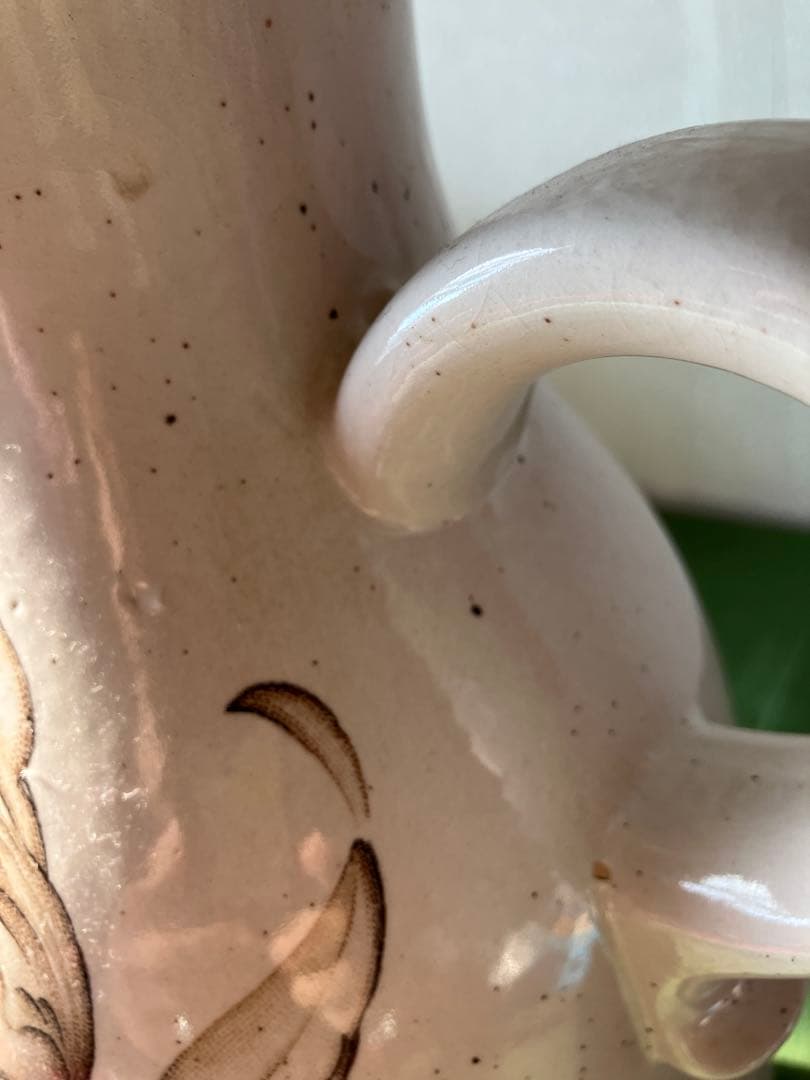 【海外雑貨】最終値下げ❗️西ドイツ製★ヴィンテージ花柄陶器製ピッチャー型花瓶