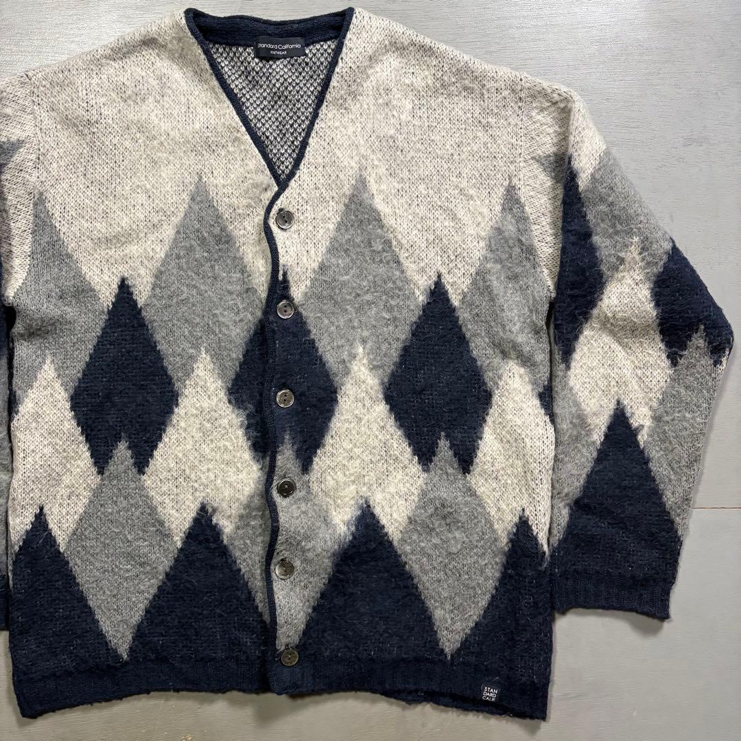 Standard California モヘヤカーディガン　アーガイル　M