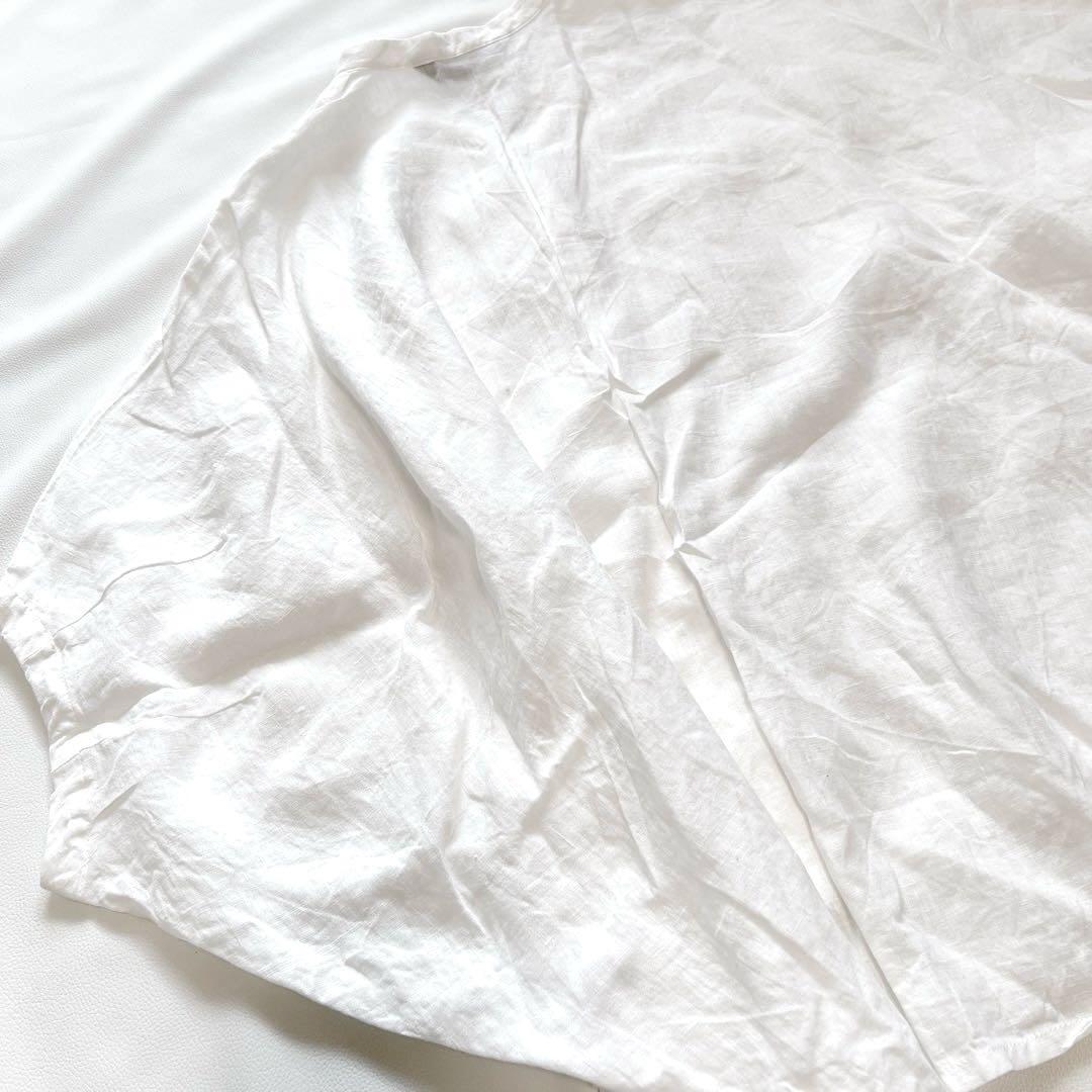 美品 ミズイロインド シャツ 半袖 スタンドカラー リネン 麻 日本製