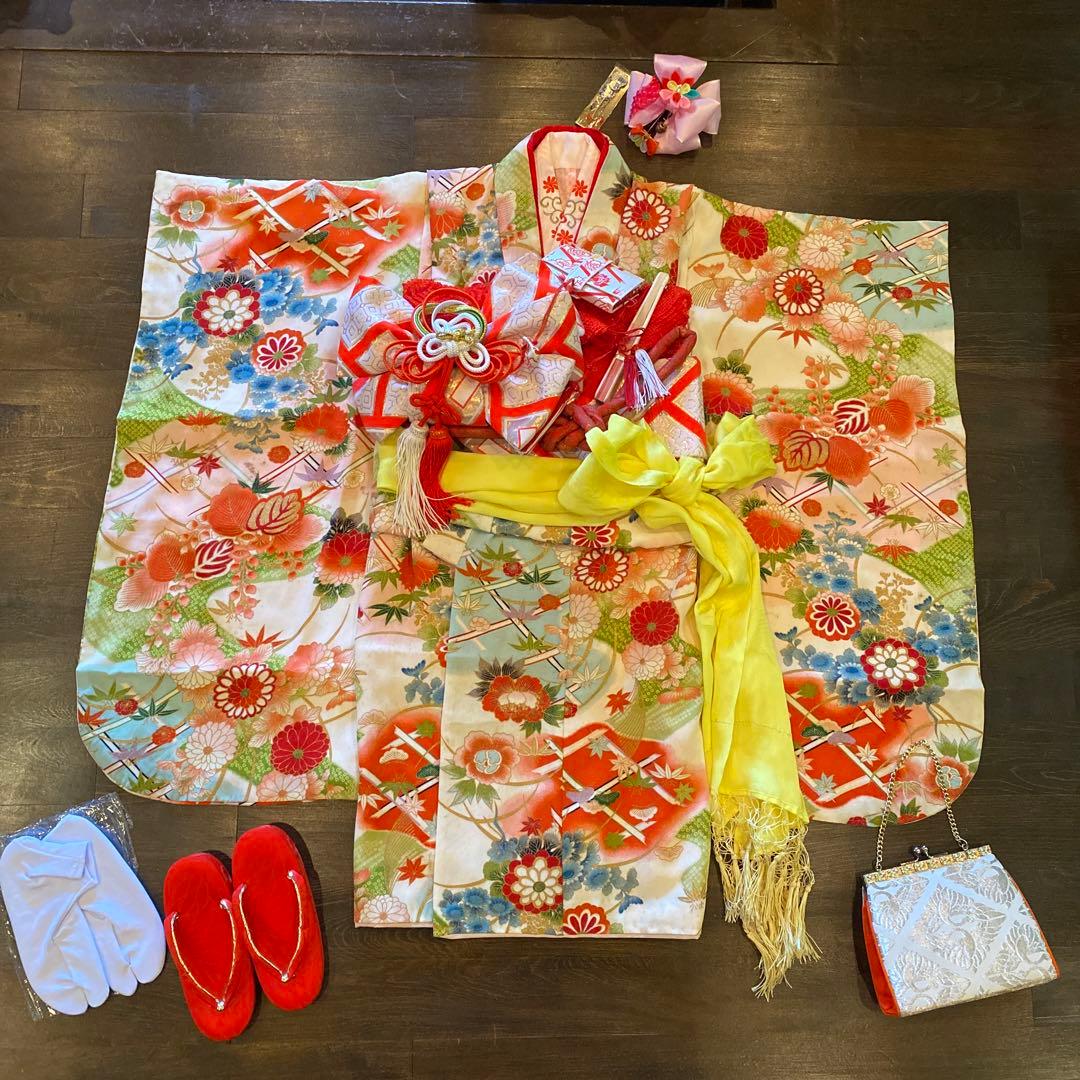 アンティーク 七五三 五歳〜七歳 約105cm用 大正ロマン 着物 フルセット