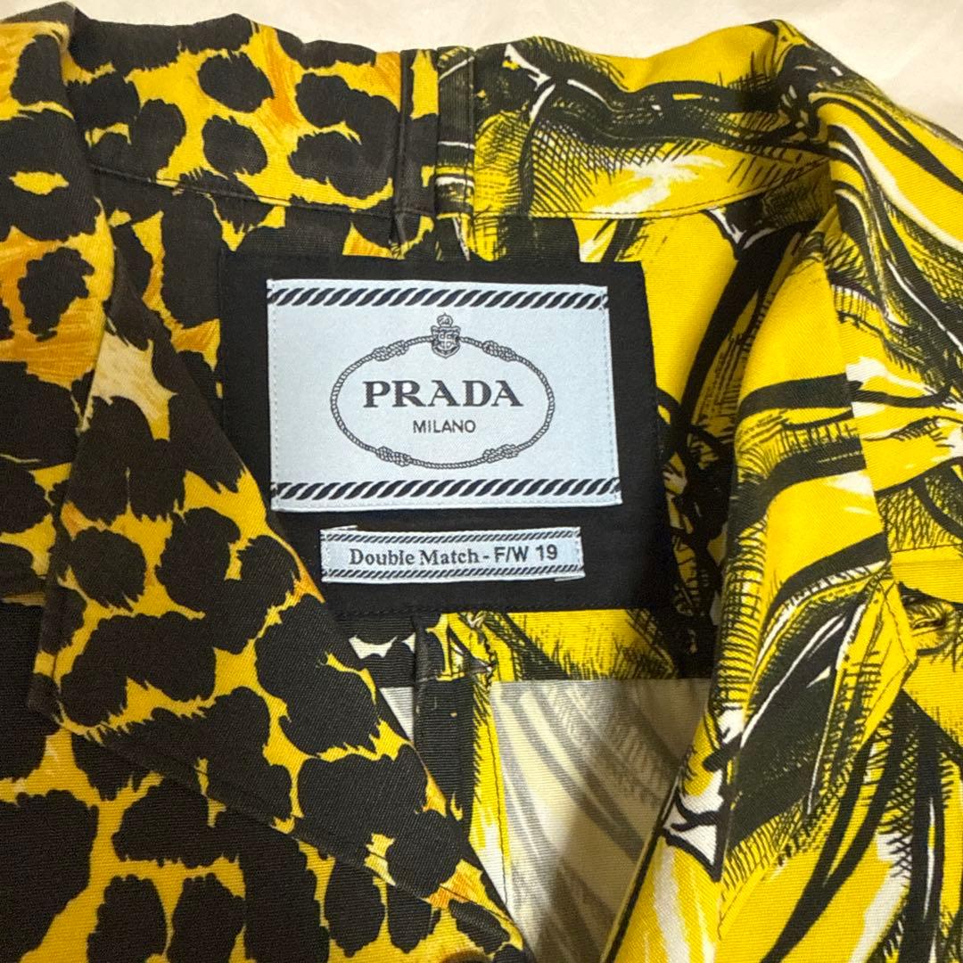 PRADA レオパード バナナ柄 半袖シャツ M