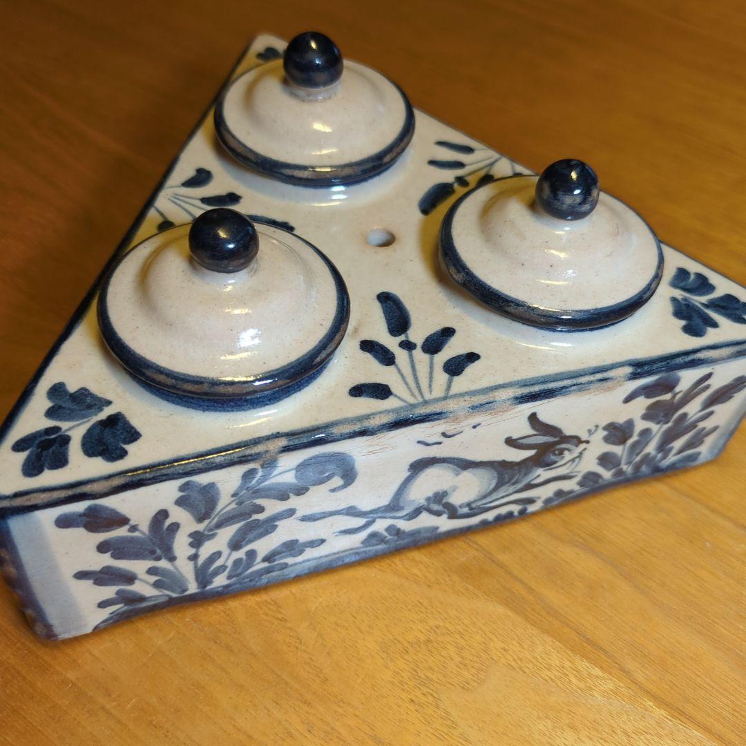 香合　兎　手書模様　スペイン製