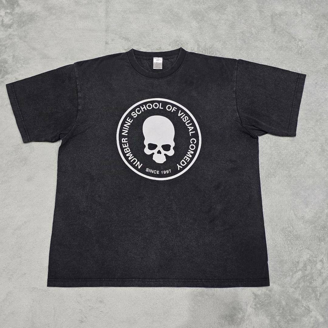 ナンバーナイン　スカルプリントTシャツ　4　黒　ドクロ　school　スカル