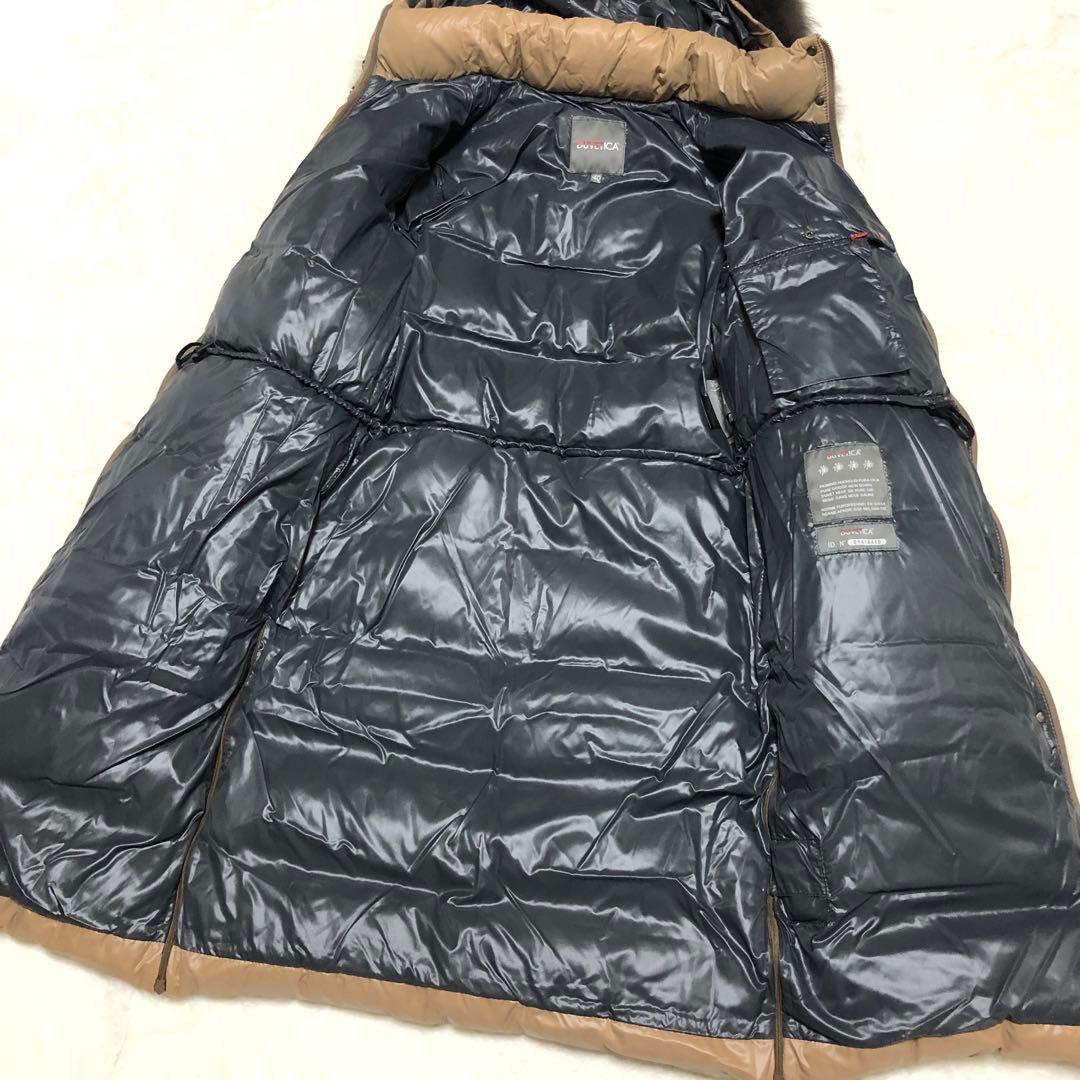 デュベティカ　ダウンコート　デネブ　3WAY　リブ　ラクーンファー　キャメル