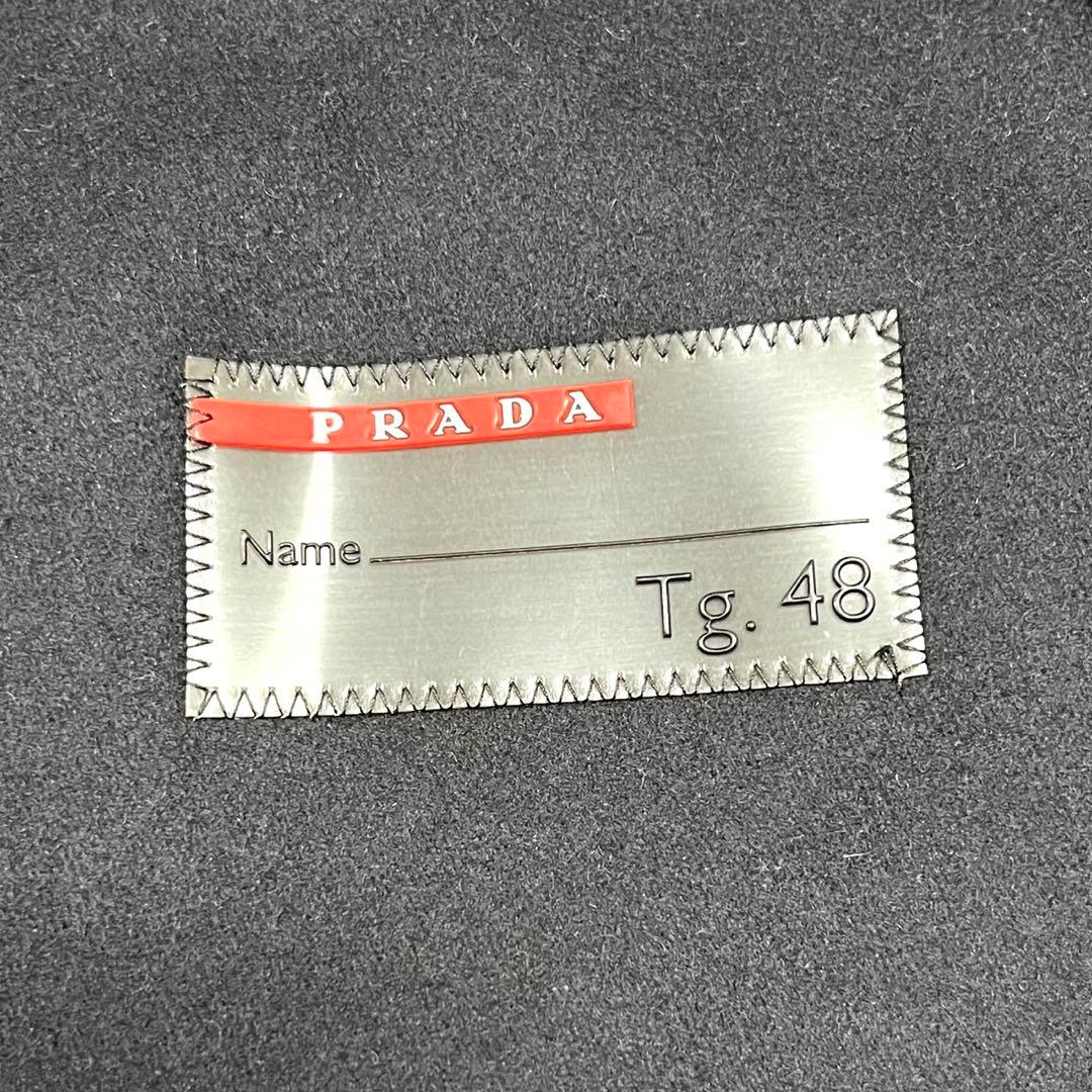 PRADA フーデッドハイブリッドコート 48 ブラックラベル ウール ナイロン