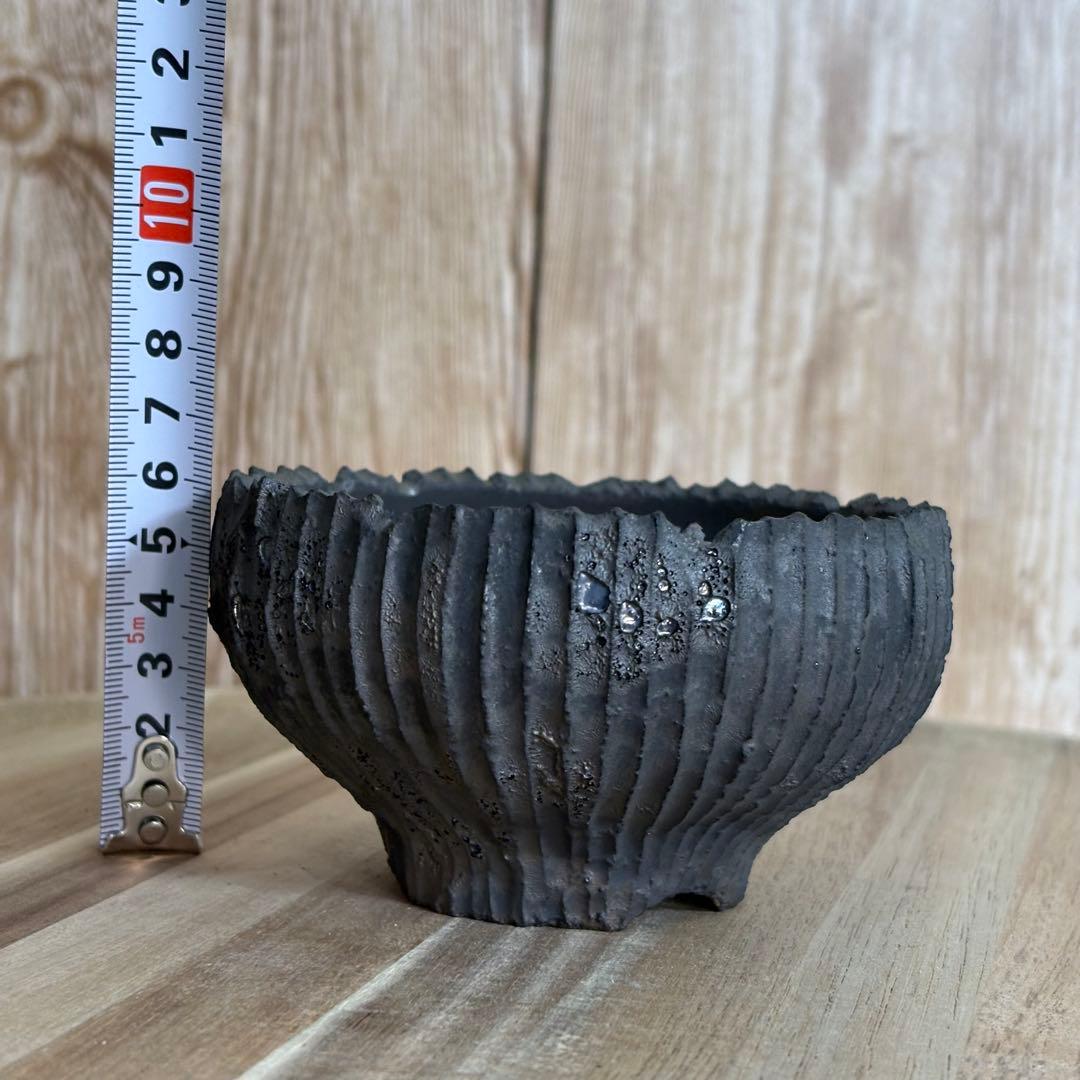 小野瀬一　陶器鉢　しのぎ　植木鉢