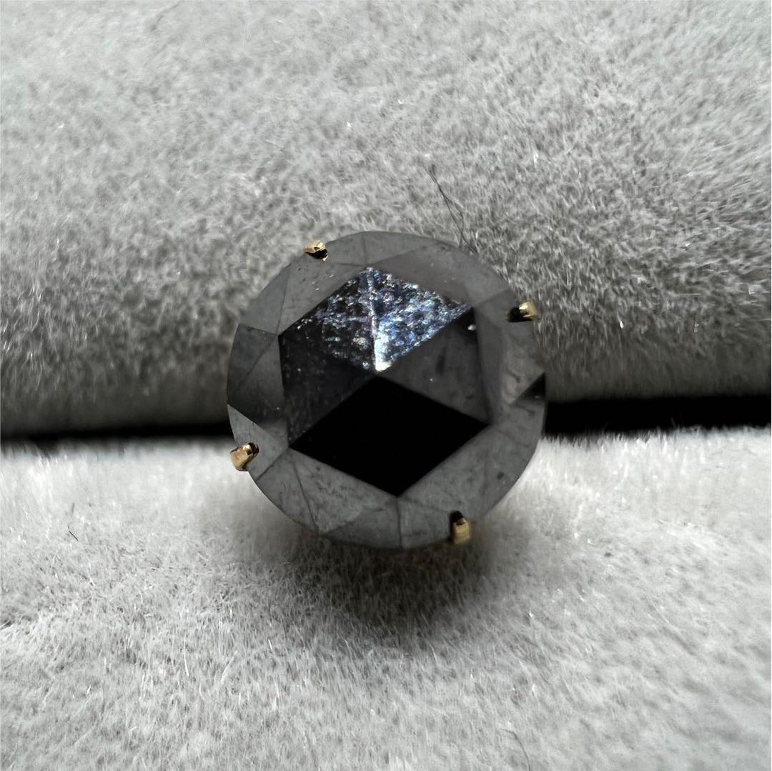 大粒　1.03ct ブラックダイヤモンド　ローズカット　片耳　ピアス　K18