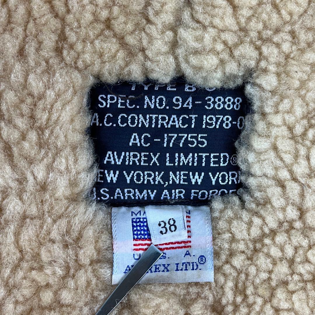 ★超希少★難あり AVIREX B-3ムートンフライトジャケット USA製 38