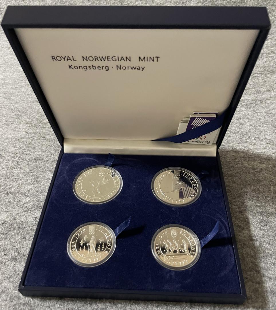 【未開封】1994年リレハンメル冬季オリンピック 記念銀貨4枚セット No.6
