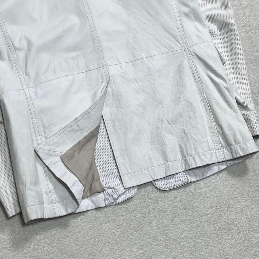 『ジョゼフ オム』ラムレザー 2Bジャケット パンチング 50 羊革 ホワイト白