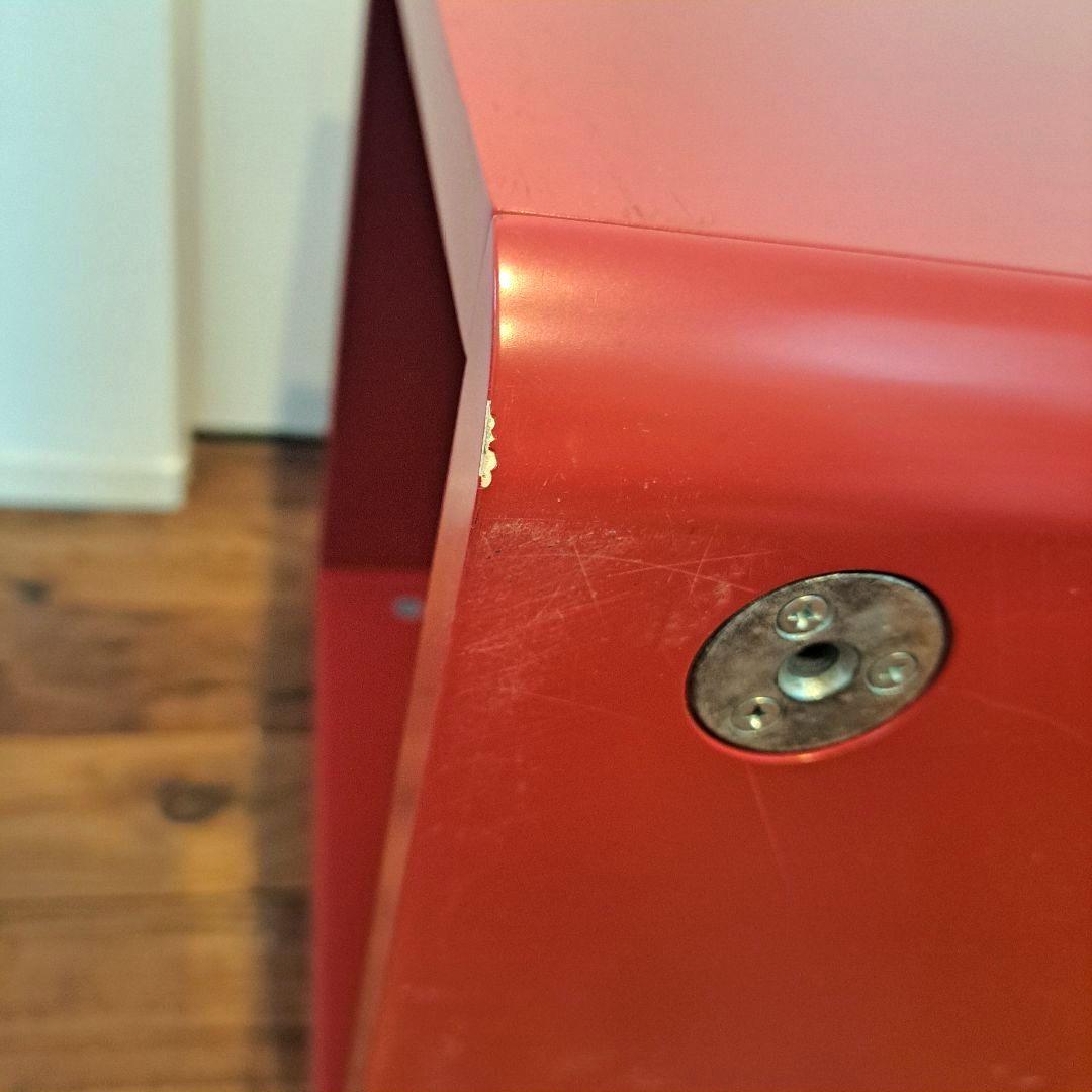 ミッドセンチュリー　スクエアボックス　　赤　モダン　木製