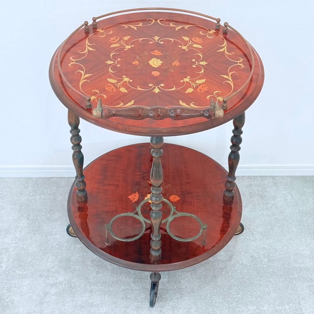 【希少】 イタリア製 象嵌 ワゴン ティーワゴン キッチンワゴン アンティーク