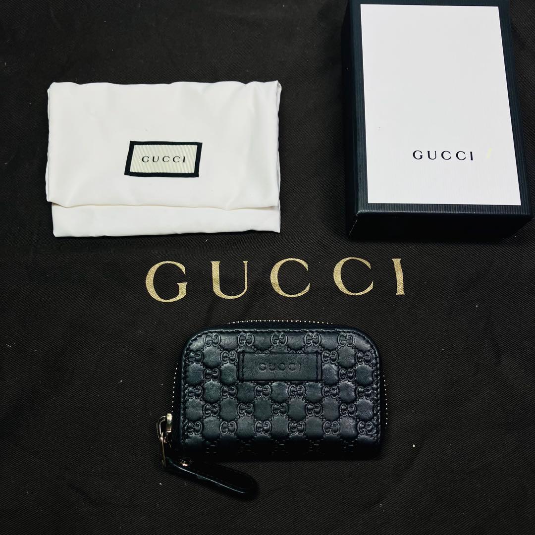 極美品　グッチ ケース GUCCI マイクログッチシマ ブラック 小銭入れ