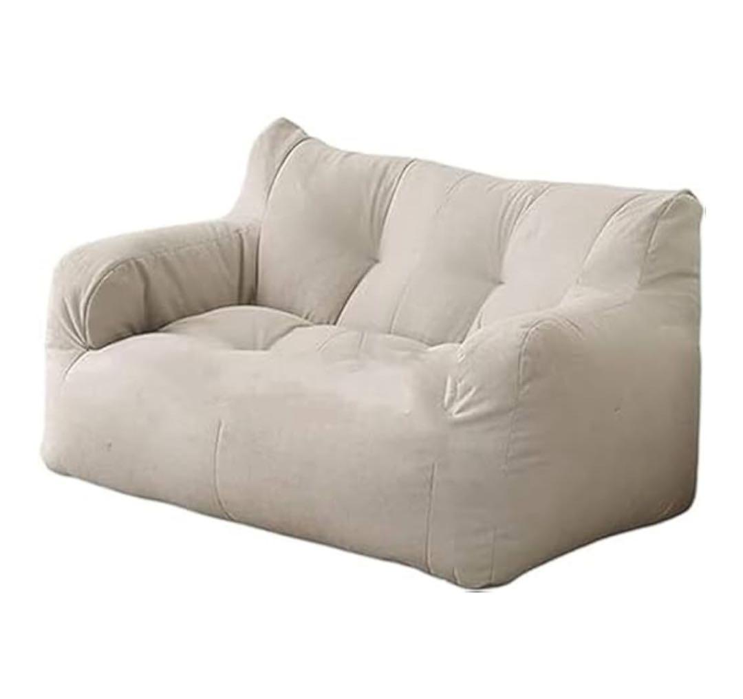 【nknh Y】ホワイト2人掛けビーズソファ