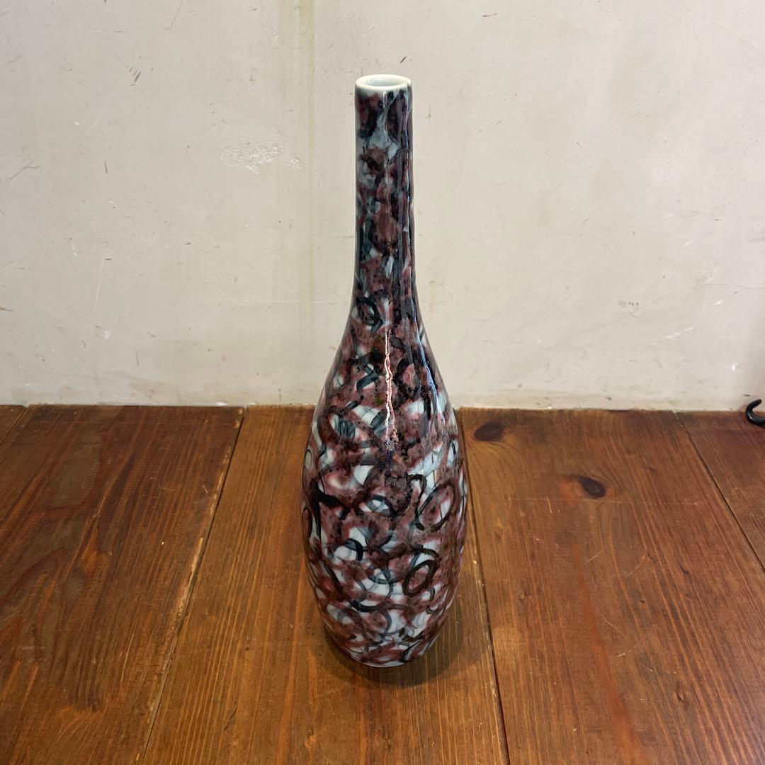 美品　日本の名窯　日展陶芸作家　花瓶　均窯　中島均作　辰砂釉　陶器　花器　花入