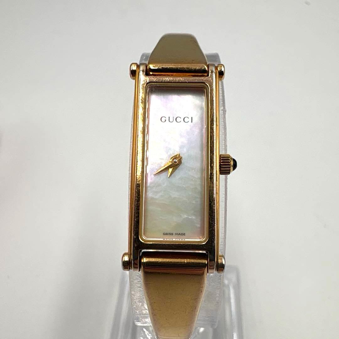 【新品電池】稼働 GUCCI 1500L 文字盤シェル クォーツ レディース
