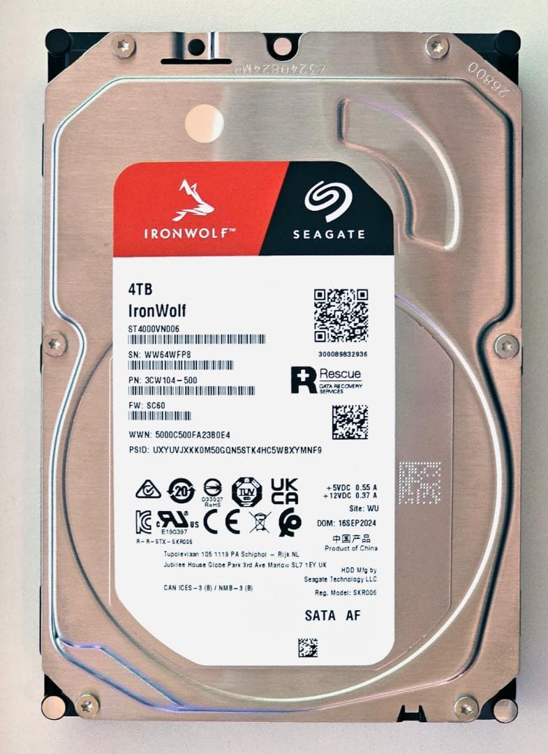 【正常】IronWolf 4TB SATA CMR HDD