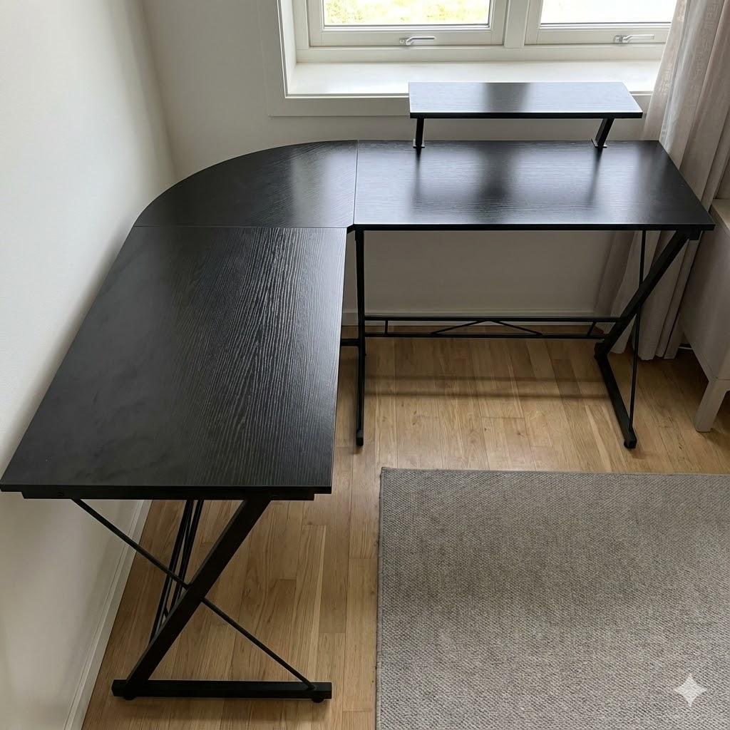 ODK パソコンデスク ゲーミングデスク L字型 BLACK