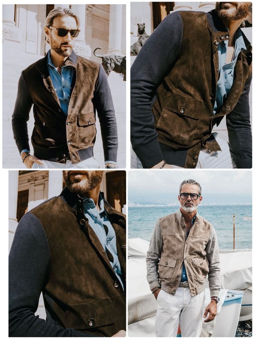 THE JACK LEATHER 肉厚スエードとニットの粋なコンビブルゾン