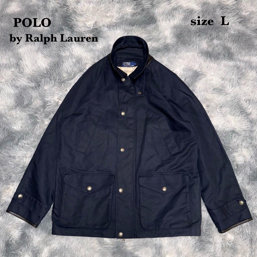 90s POLO by Ralph Lauren レザー切替 ステンカラーコート
