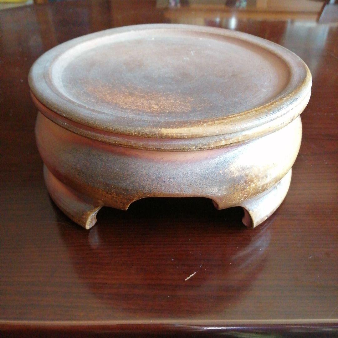 信楽焼　古谷忠六　三足花台　22cm