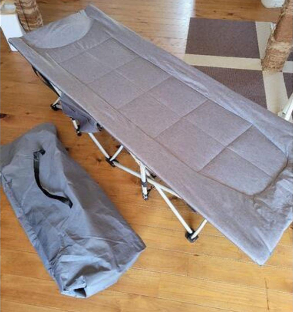 グレー 折りたたみベッド 収納バッグ付き キャンプ