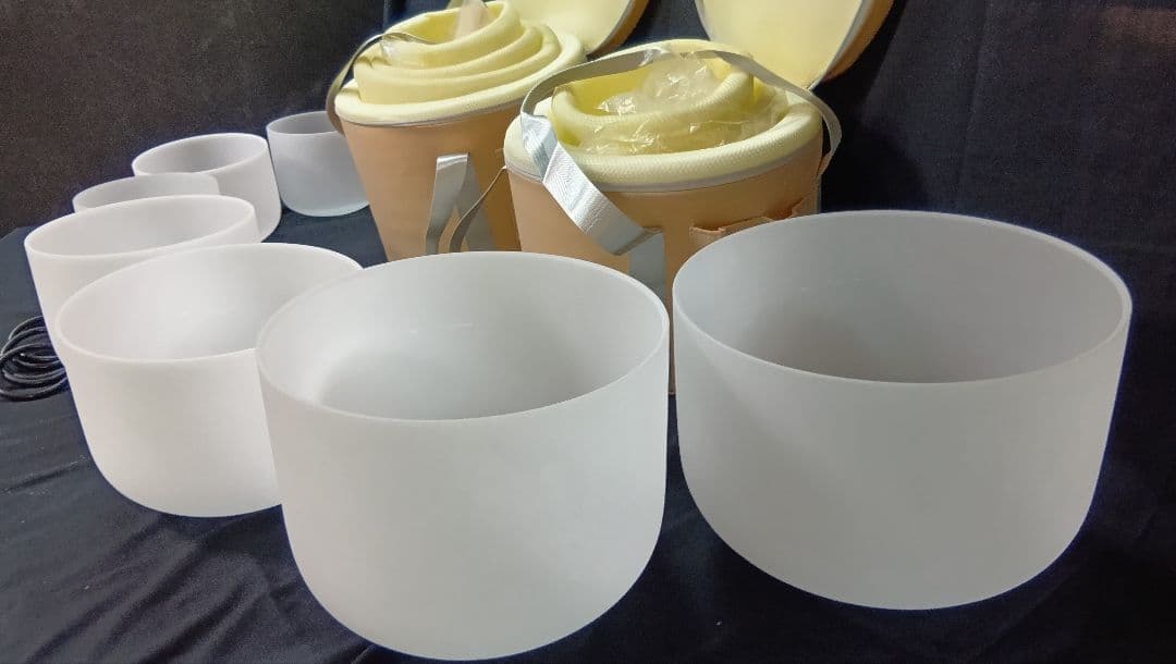 クォーツ　クリスタルボウル　A＝432Hz　7個セット　マレット　バッグ付き