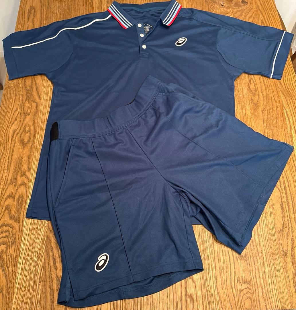 ASICS ポロシャツとショートパンツ　上下セット M ネイビー