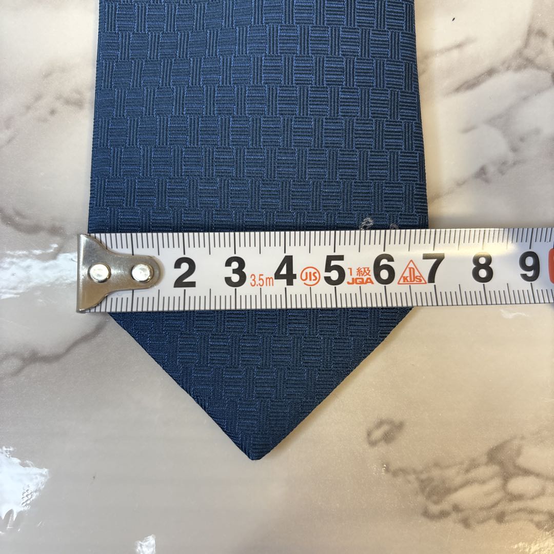 【極美品✨】HERMES ネクタイ　ファソネ　馬蹄　H柄　ネイビー　紺色　刺繍